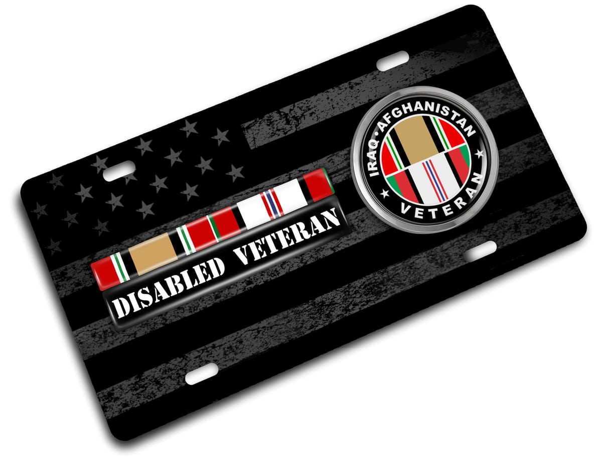Iraq - Afghanistan Disabled Veteran - Stainless Steel Car License Plate